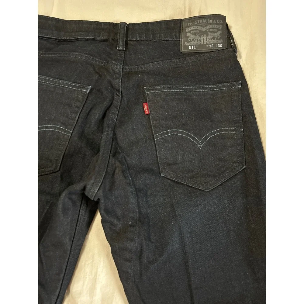 Levis 511 Commuter Slim Fit Jeans Midnight Blue Mens Reflective Selvage 32x30 - Picture 2 of 9